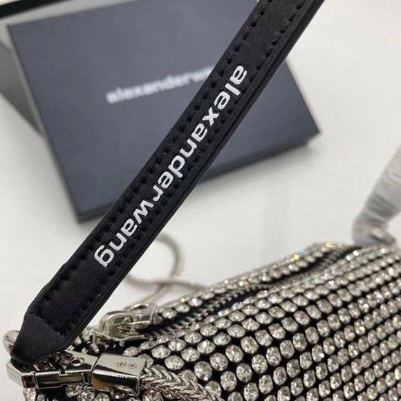 Alexander Wang heiress pouch rhinestone mesh women handbag sparkle top handle - Picture 4 of 11